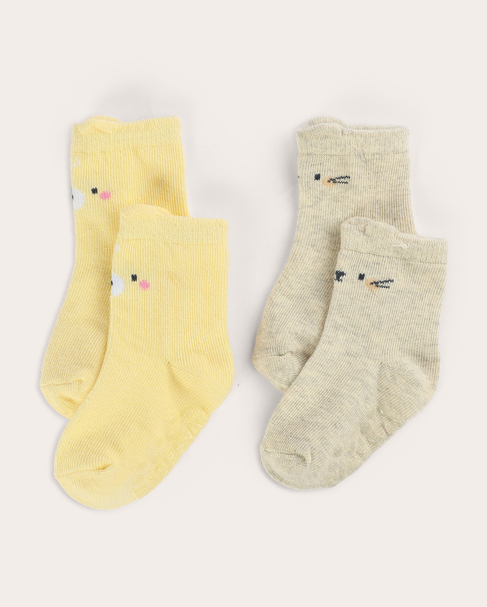 Kit meia bebê 2 pares estampadas antiderrapante multicor