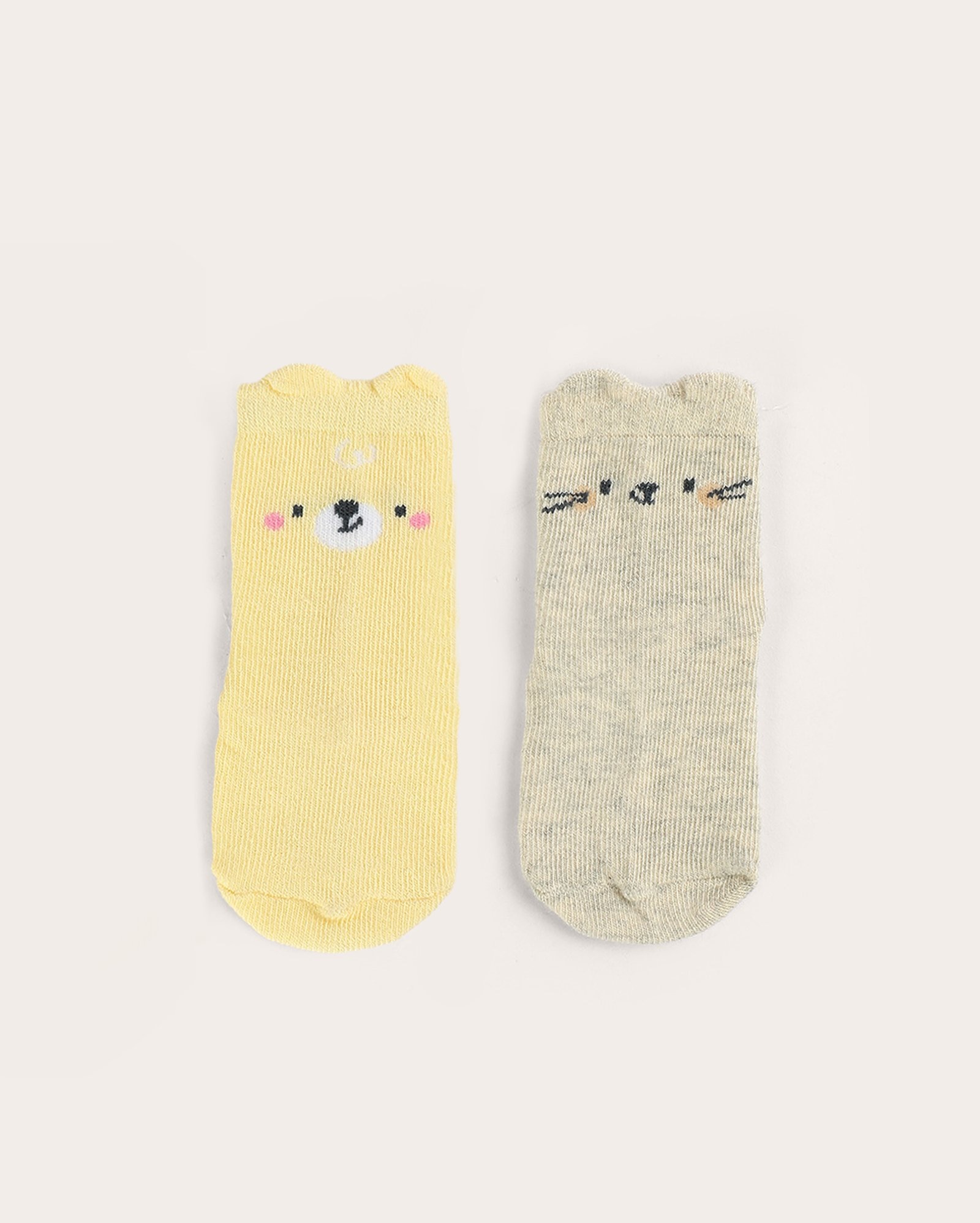 Kit meia bebê 2 pares estampadas antiderrapante multicor