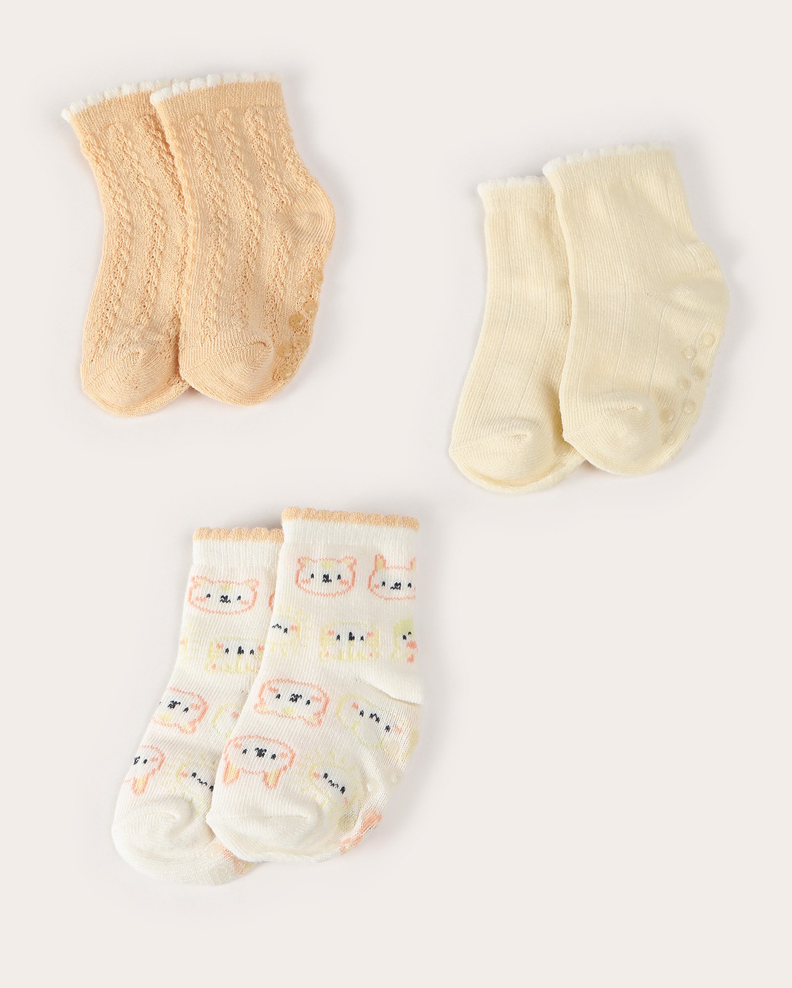 Kit meia bebê 3 pares cano alto bichinhos multicor