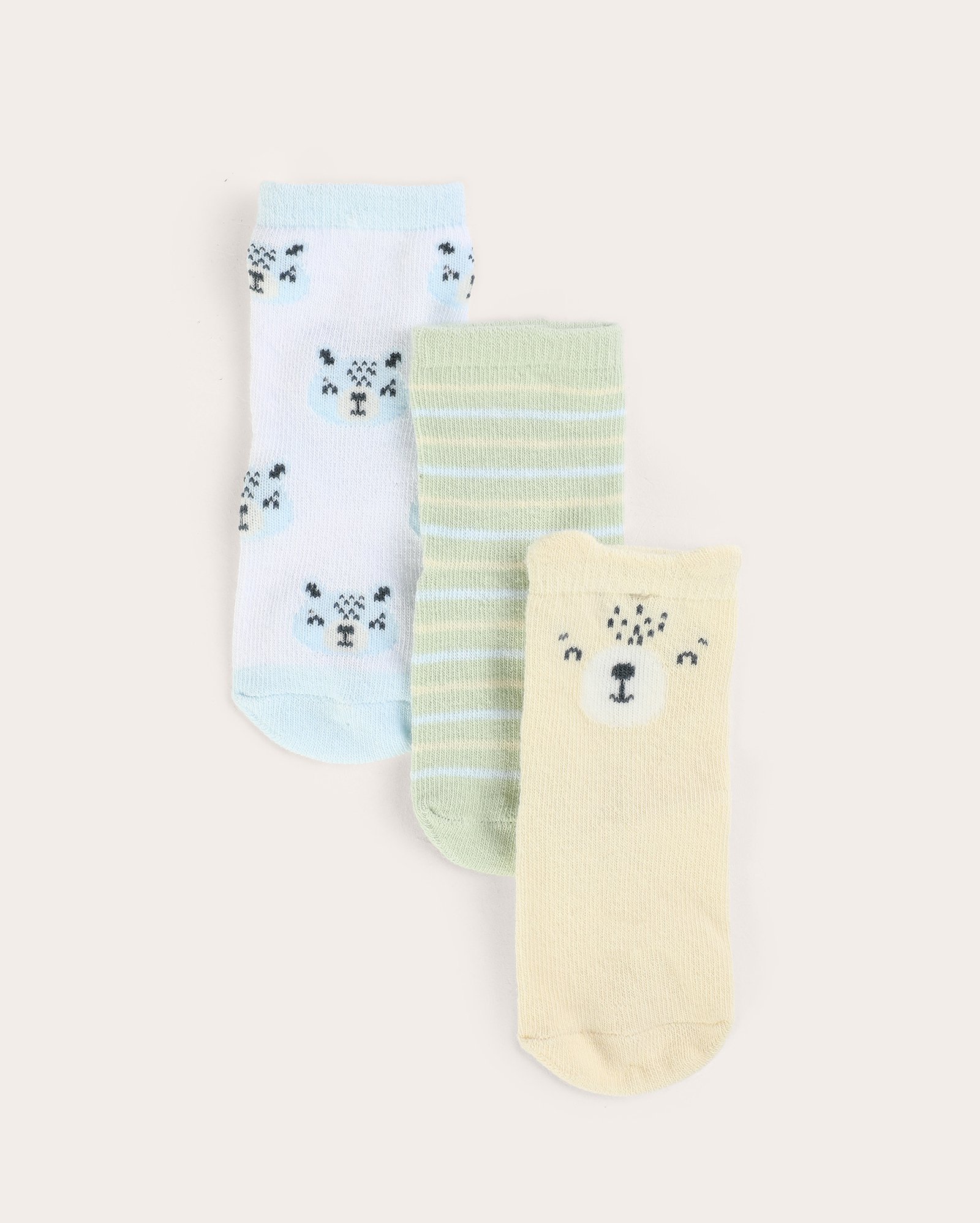 Kit meia bebê 3 pares estampadas antiderrapante multicor 