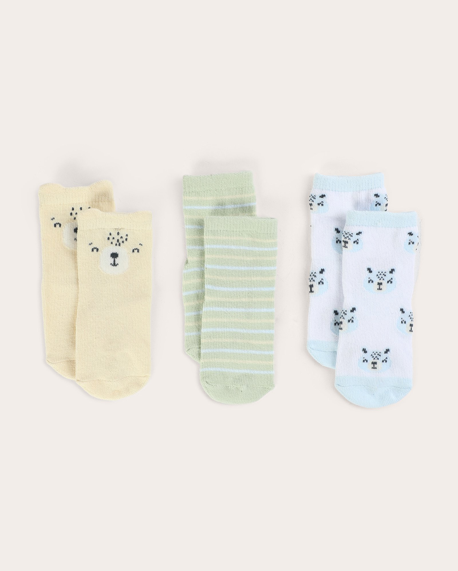 Kit meia bebê 3 pares estampadas antiderrapante multicor 