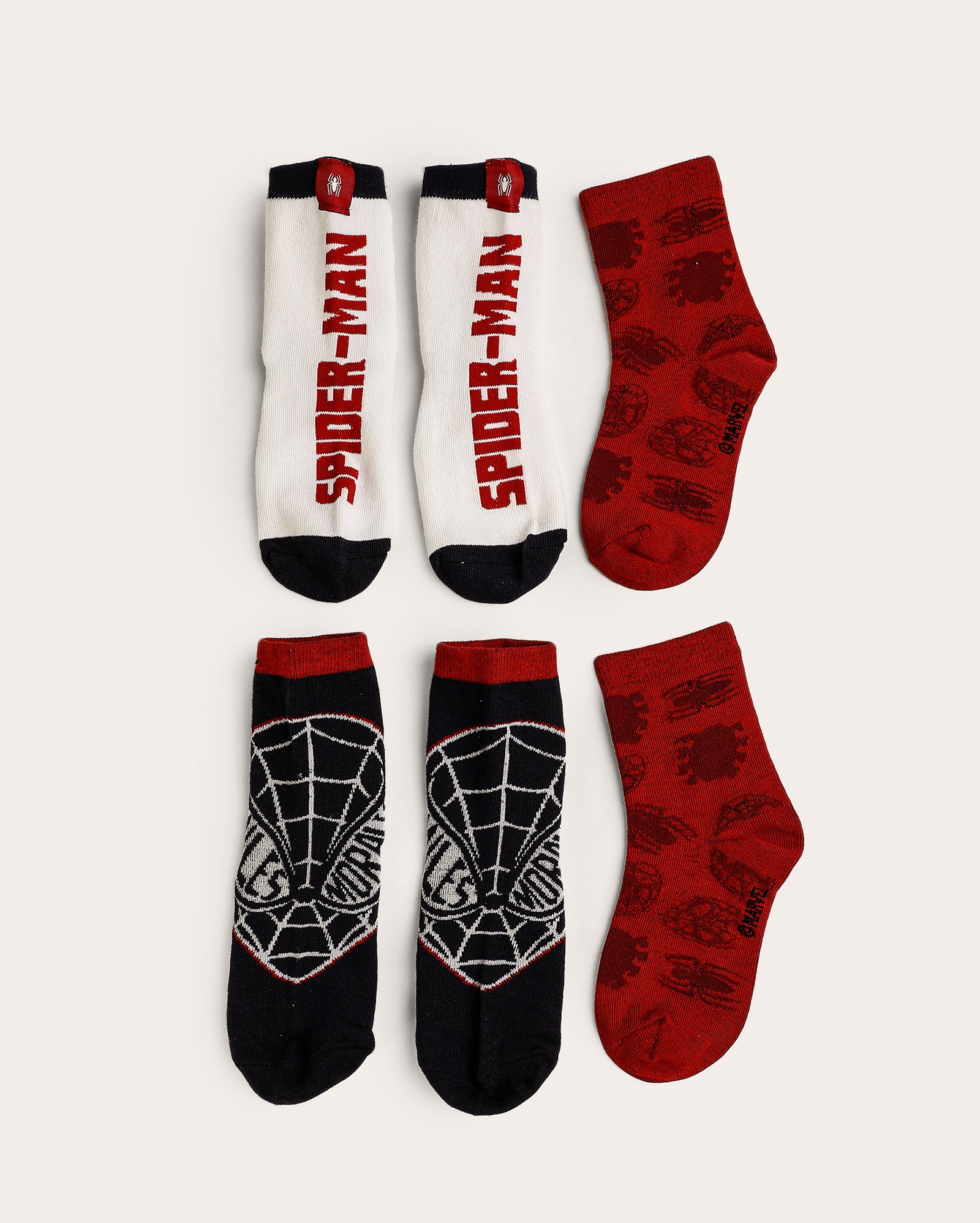 Kit meia infantil 3 pares cano médio estampa Homem-Aranha multicor | Marvel