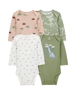 Kit body bebê 4 peças manga longa dinossauro multicor | Carter's