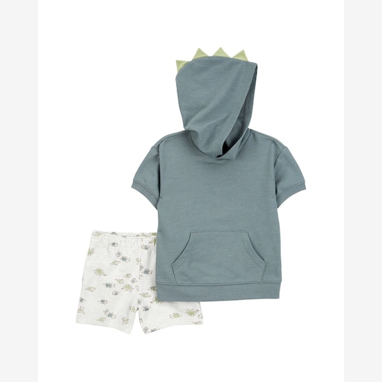 Conjunto curto infantil 2 peças com capuz dino interativo multicor | Carter's