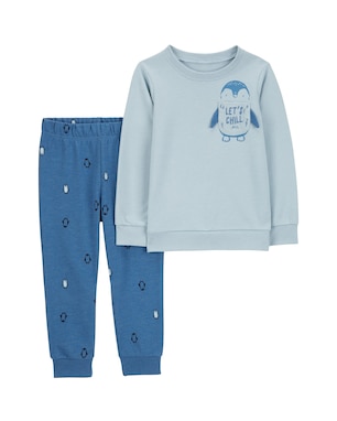 Conjunto longo de moletom infantil 2 peças bolso pinguim multicor | Carter's