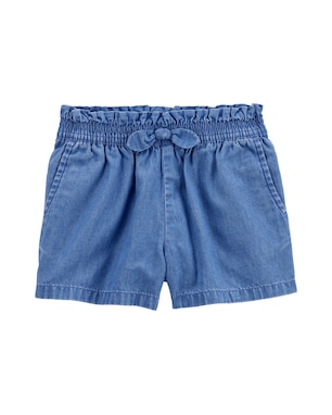 Short jeans infantil clochard com laço denim médio | Carter's