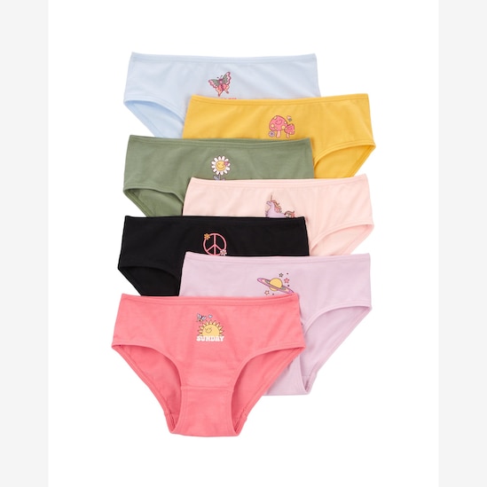 Kit calcinha infantil 7 peças ícones diversos multicor | Carter's