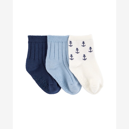 Kit meia bebê 3 pares canelada âncora multicor | Carter's