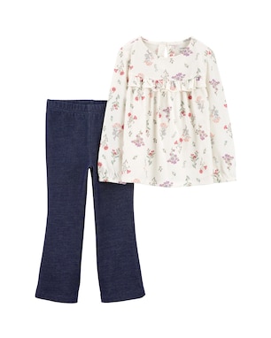 Conjunto longo infantil 2 peças floral jeans multicor | Carter's