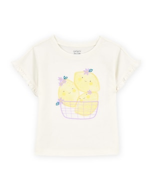 Camiseta infantil com babados e limão off-white | Carter's