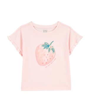 Camiseta infantil morango be your berry best rosa | Carter's
