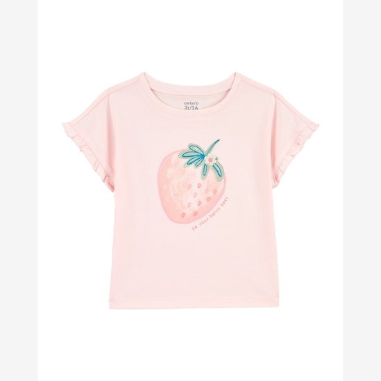 Camiseta infantil morango be your berry best rosa | Carter's