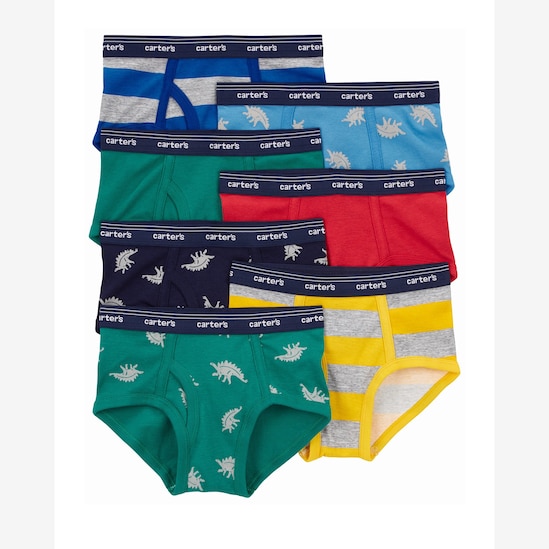 Kit cueca infantil 7 peças slip mescla dino listras multicor | Carter's