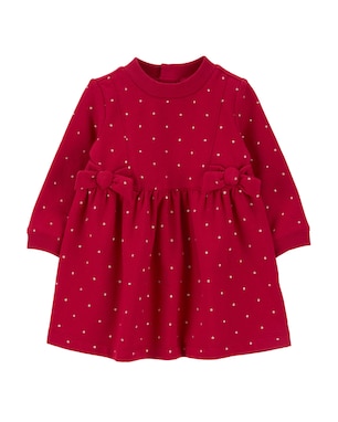 Vestido bebê evasê poá com laços com calcinha vermelho | Carter's