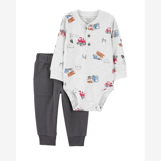 Conjunto longo bebê 2 peças manga longa construção multicor | Carter's