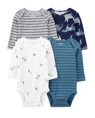 Kit body bebê 4 peças manga longa raposa listras multicor | Carter's