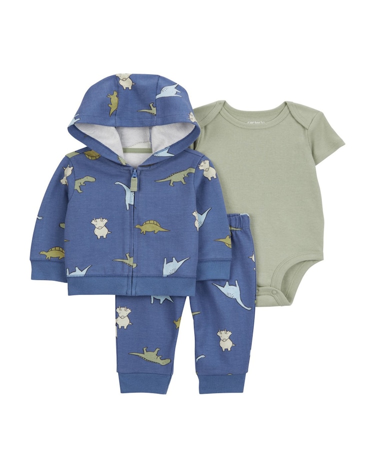 Conjunto longo bebê peças moletom dinossauro multicor Carter's