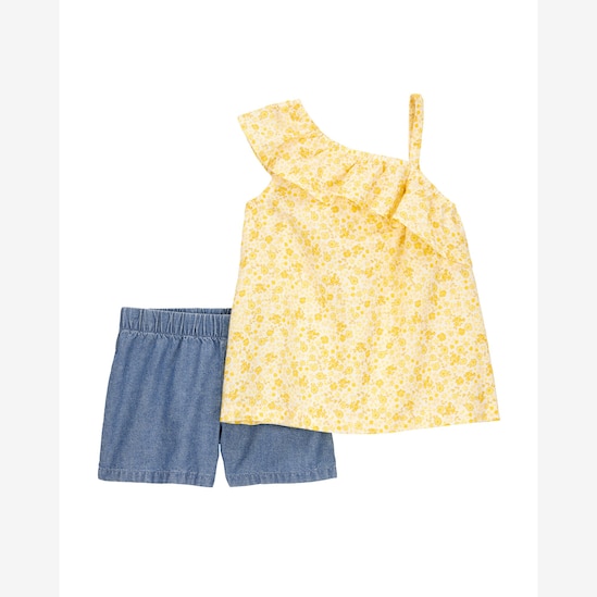 Conjunto curto infantil 2 peças assimétrica floral multicor | Carter's