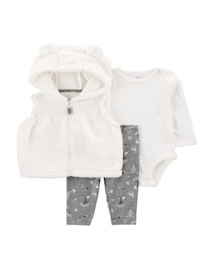 Conjunto longo bebê 3 peças sherpa capuz orelhinha multicor | Carter's