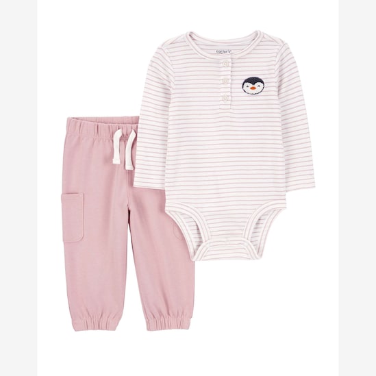 Conjunto longo bebê 2 peças pinguim listrado multicor | Carter's