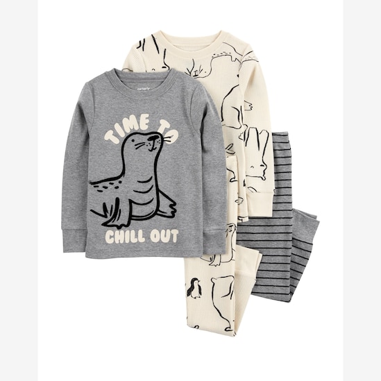 Pijama longo infantil 4 peças texturizado chill out multicor | Carter's
