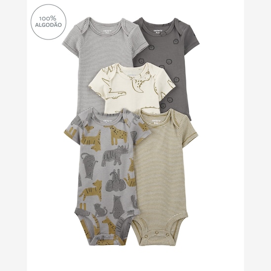 Kit body bebê 5 peças manga curta savana listras multicor | Carter's