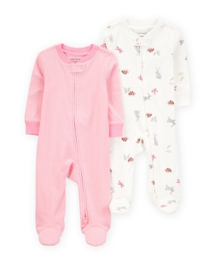 Kit macacão bebê 2 peças com pezinho listras coelho multicor | Carter's