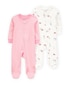 Kit macacão bebê 2 peças com pezinho listras coelho multicor | Carter's