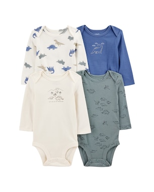 Kit body bebê 4 peças manga longa dinossauro multicor | Carter's