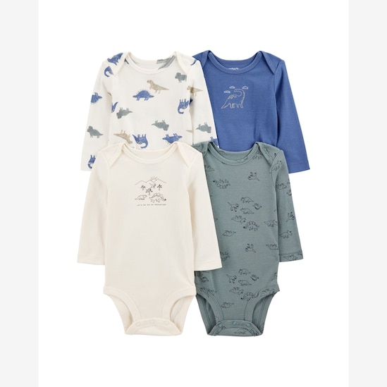 Kit body bebê 4 peças manga longa dinossauro multicor | Carter's