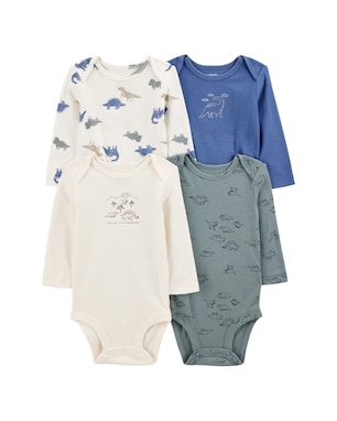 Kit body bebê 4 peças manga longa dinossauro multicor | Carter's