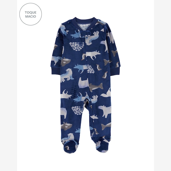 Macacão bebê plush com pezinhos animais azul | Carter's