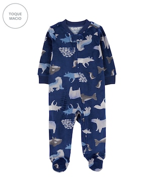 Macacão bebê plush com pezinhos animais azul | Carter's