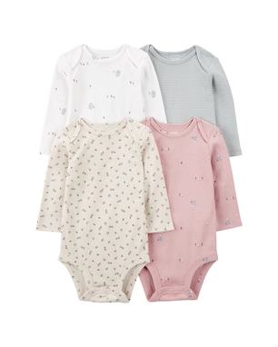 Kit body bebê 4 peças manga longa coruja floral multicor | Carter's