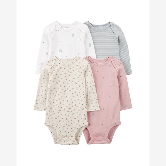 Kit body bebê 4 peças manga longa coruja floral multicor | Carter's