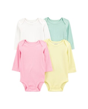 Kit body bebê 4 peças manga longa canelado multicor | Carter's