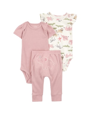 Conjunto longo bebê 3 peças canelado elefante multicor | Carter's