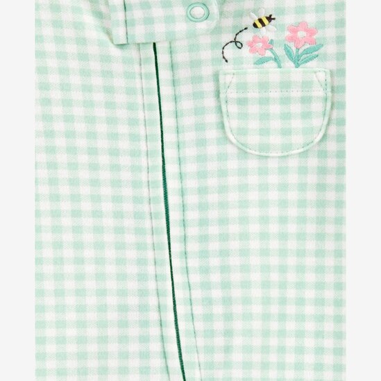 Macacão bebê manga longa com pezinho e bolso xadrez verde | Carter's