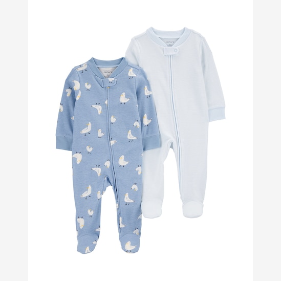 Kit macacão bebê 2 peças com pezinho listras pato multicor | Carter's