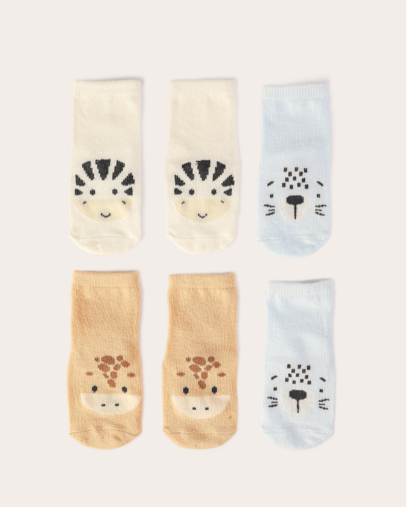 Kit meia bebê 3 pares cano médio animais multicor | Baby Way