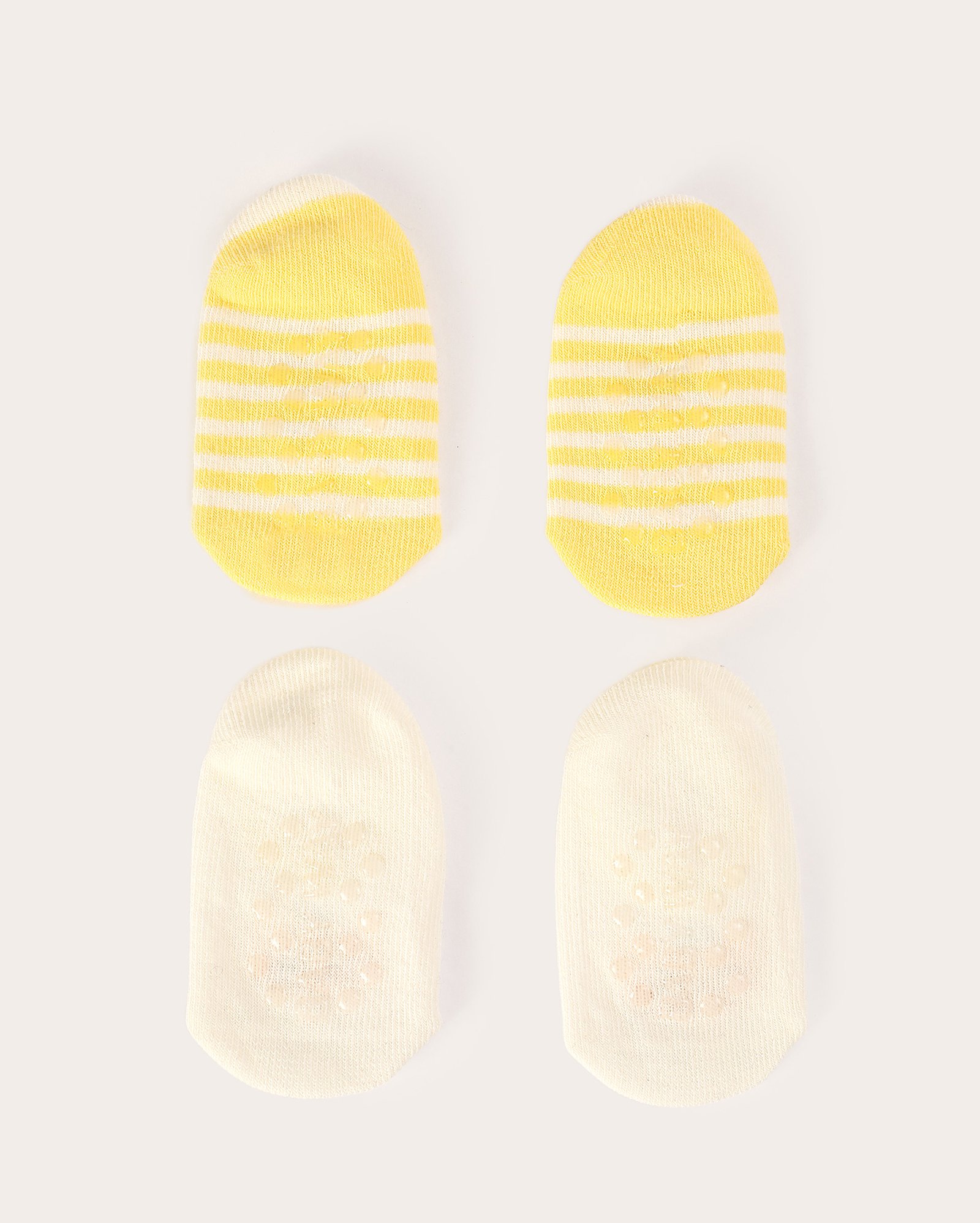 Kit meia bebê 2 pares sapatilha listra girafa amarelo | Baby Way