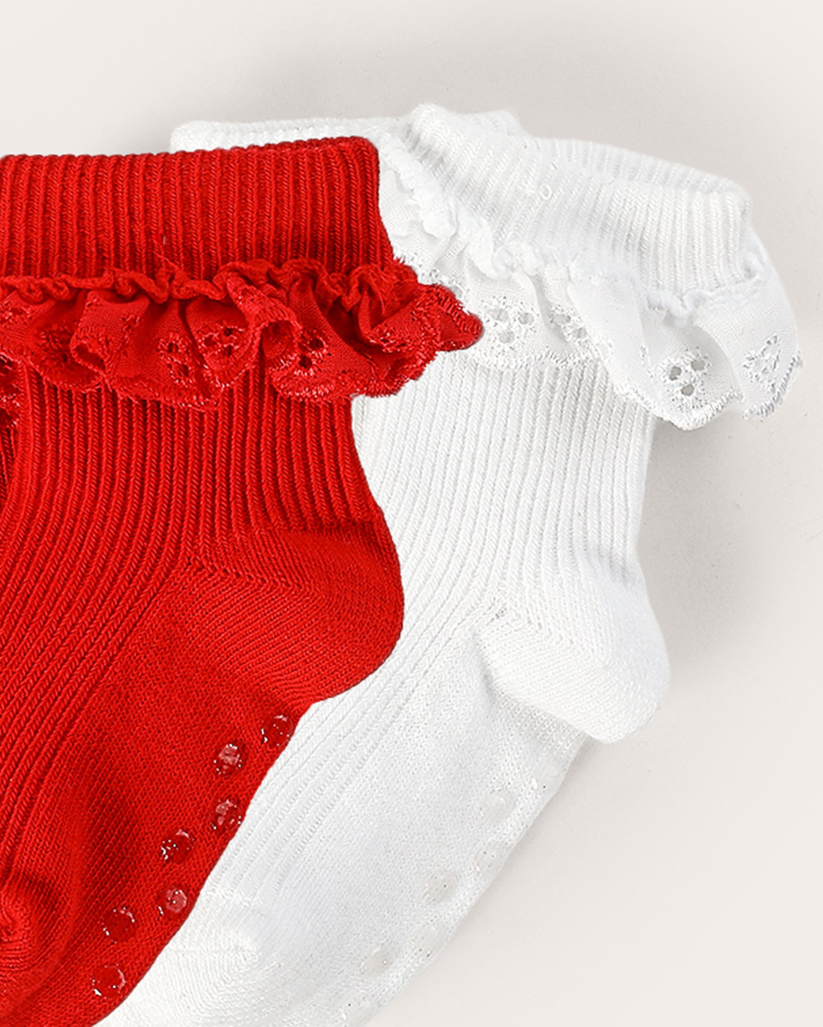 Kit meia bebê 2 pares cano médio com babado multicor