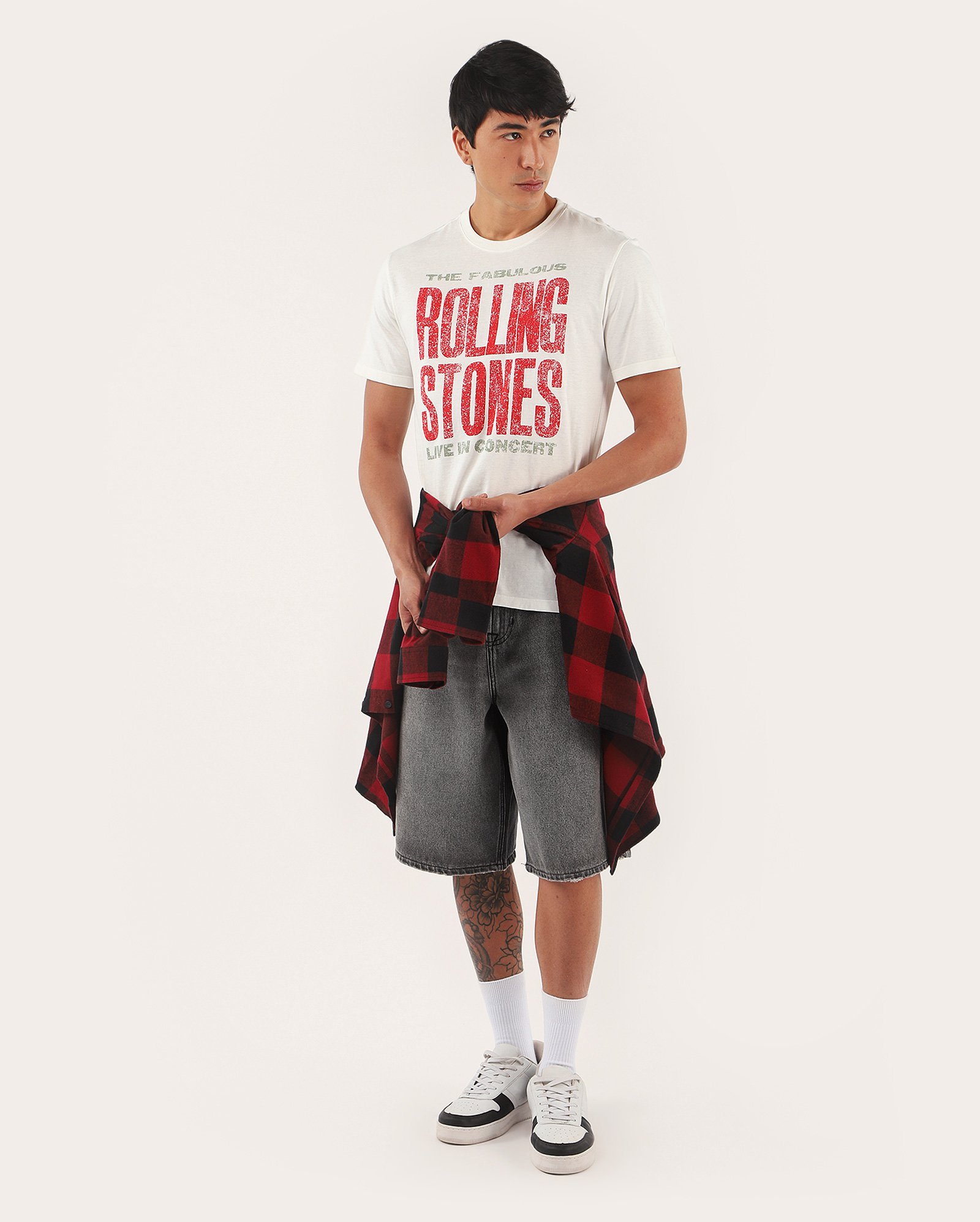 Camiseta masculina logo banda branca | The Rolling Stones
