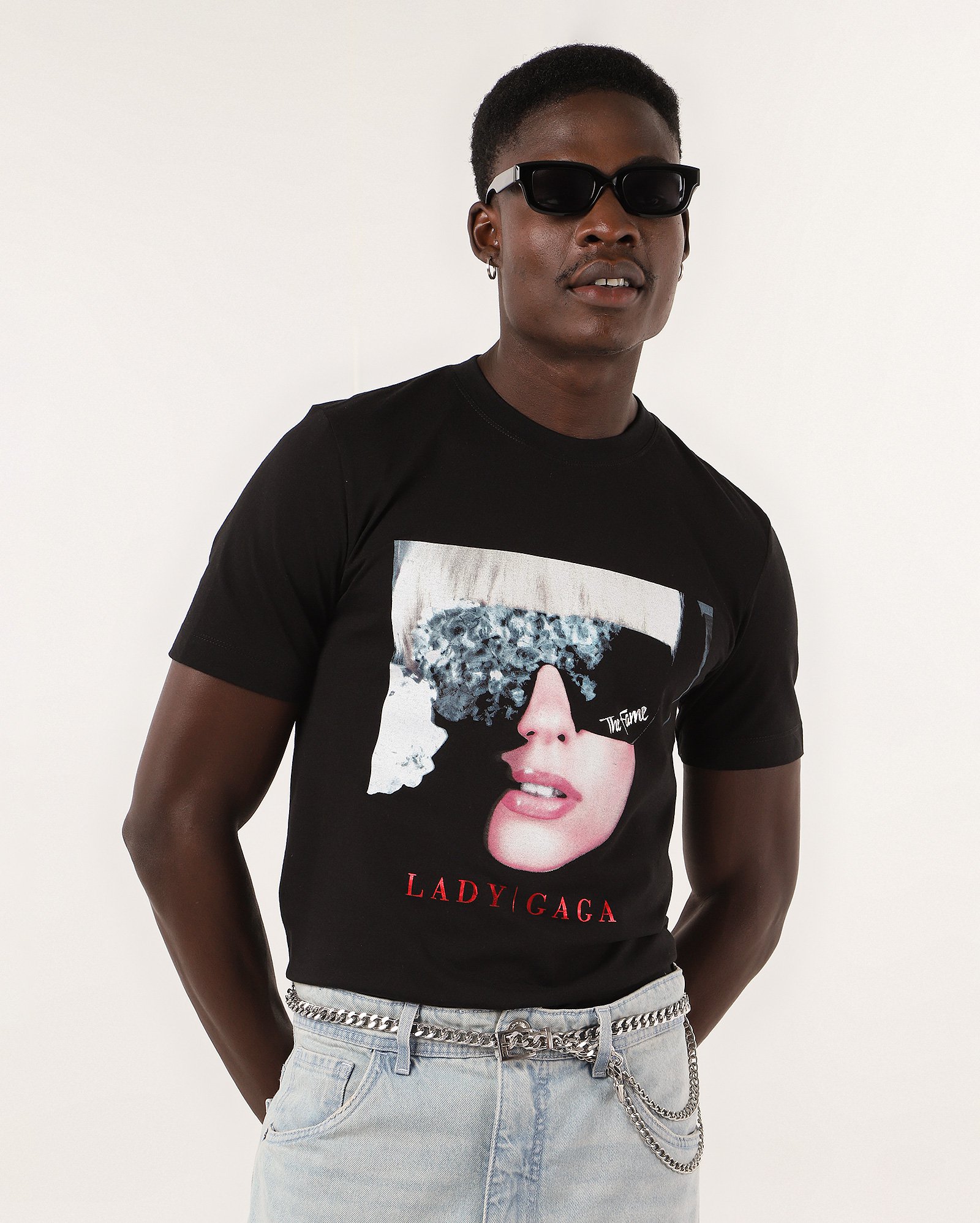 Camiseta manga curta regular The Fame preta | Lady Gaga