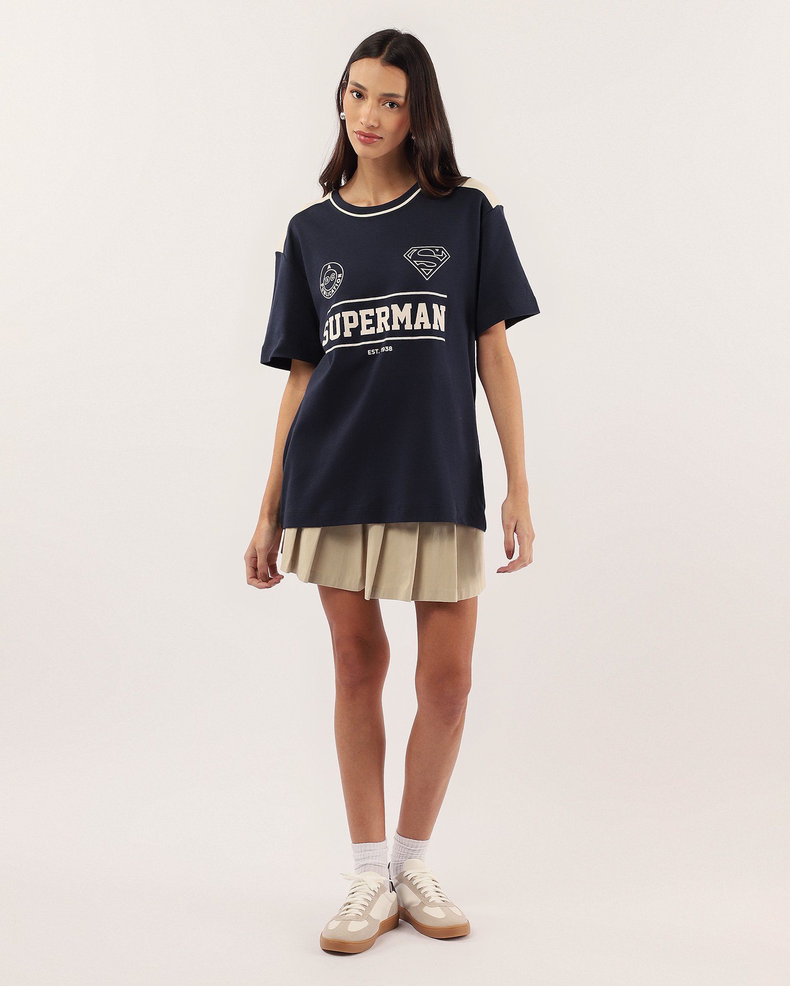 Camiseta feminina regular Superman 1938 azul | FANLAB