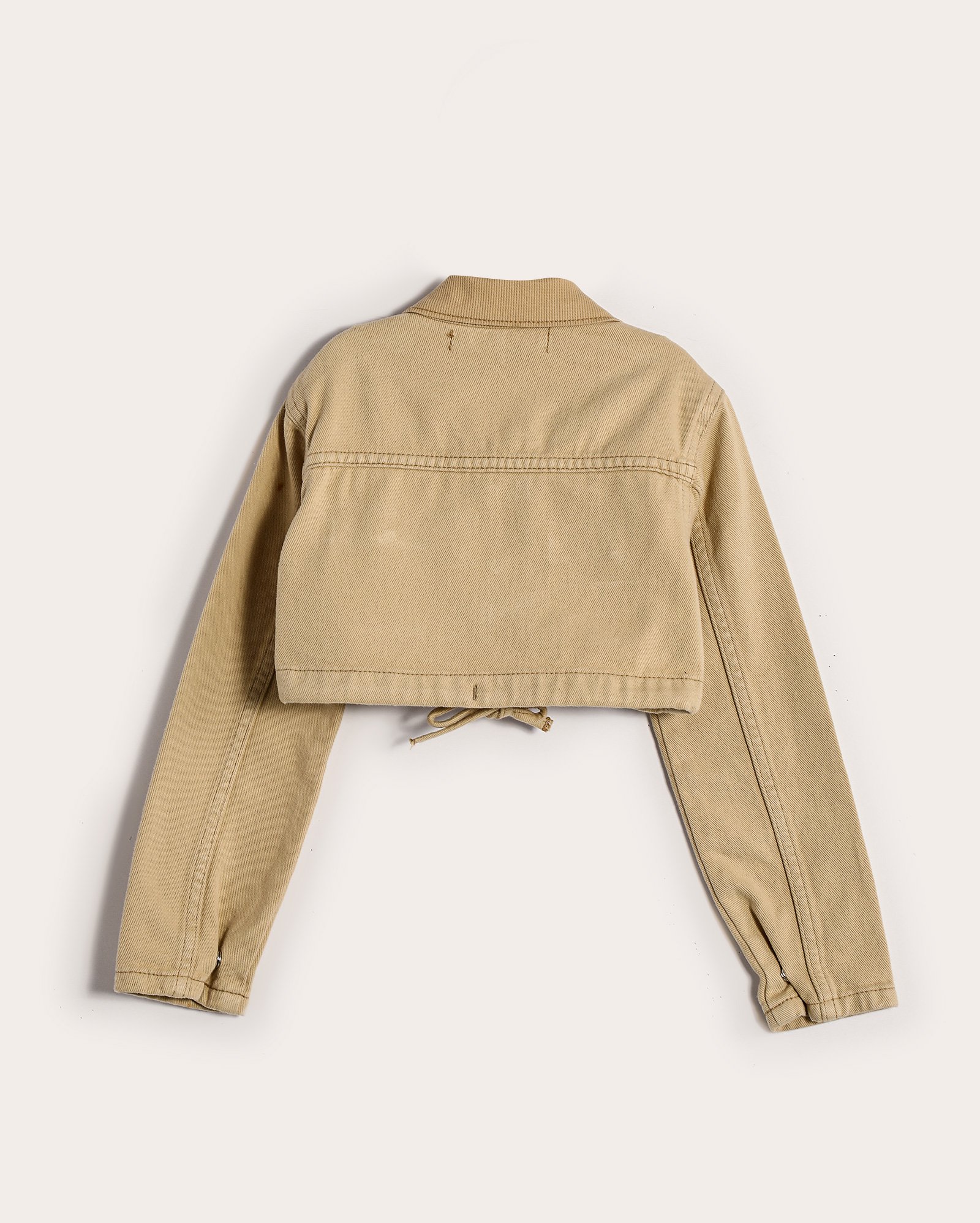 Jaqueta cropped infantil sarja cargo com ajuste 2-10A bege | Pool