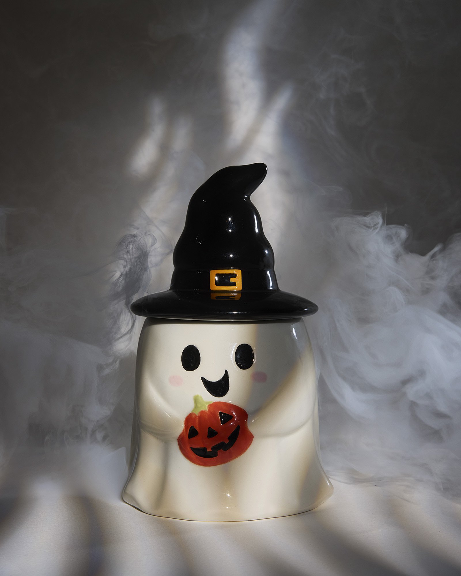 Pote decorativo cerâmica Halloween 18cm branco | Casa Riachuelo