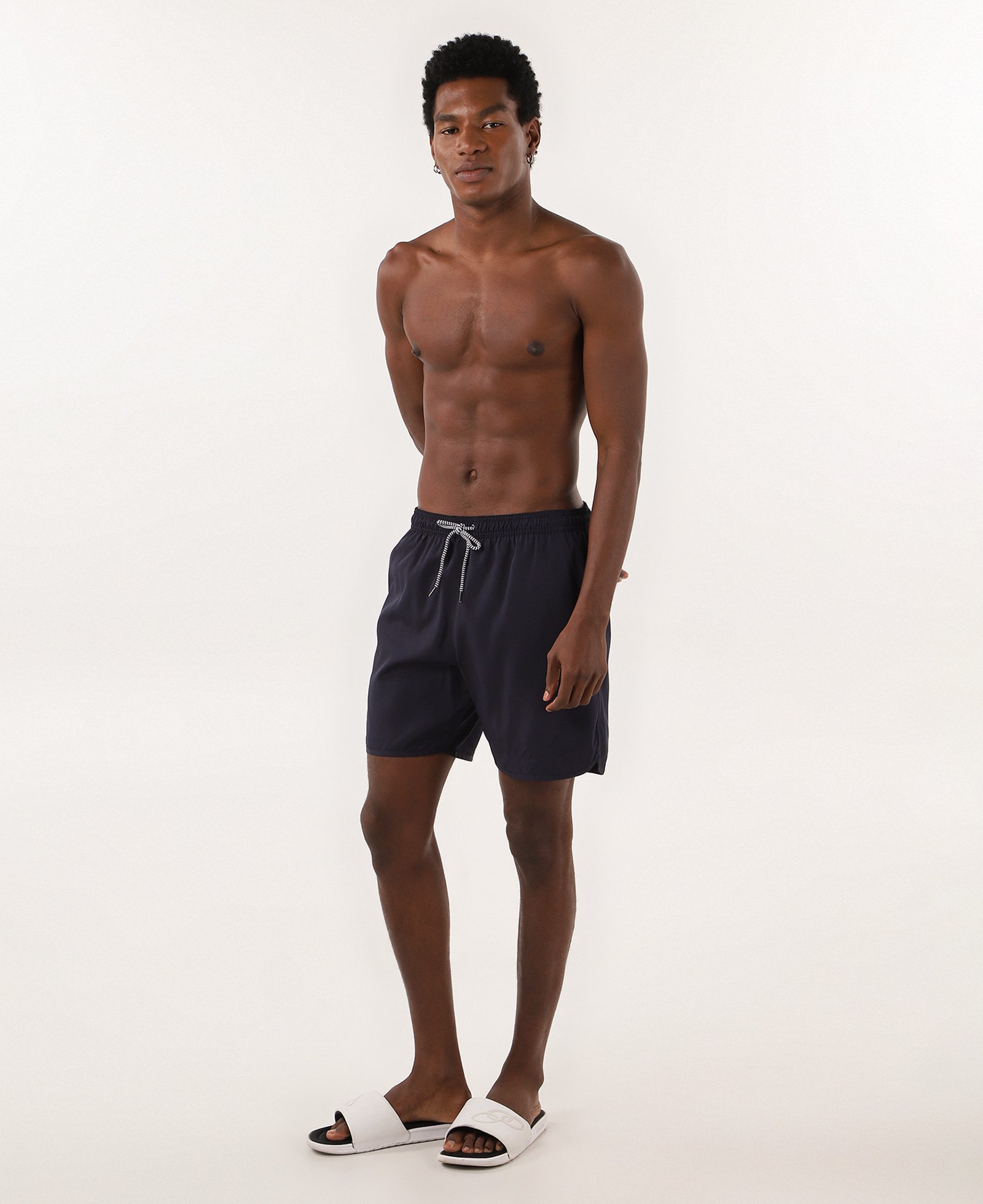 Short água masculino cós elástico liso azul | Pool