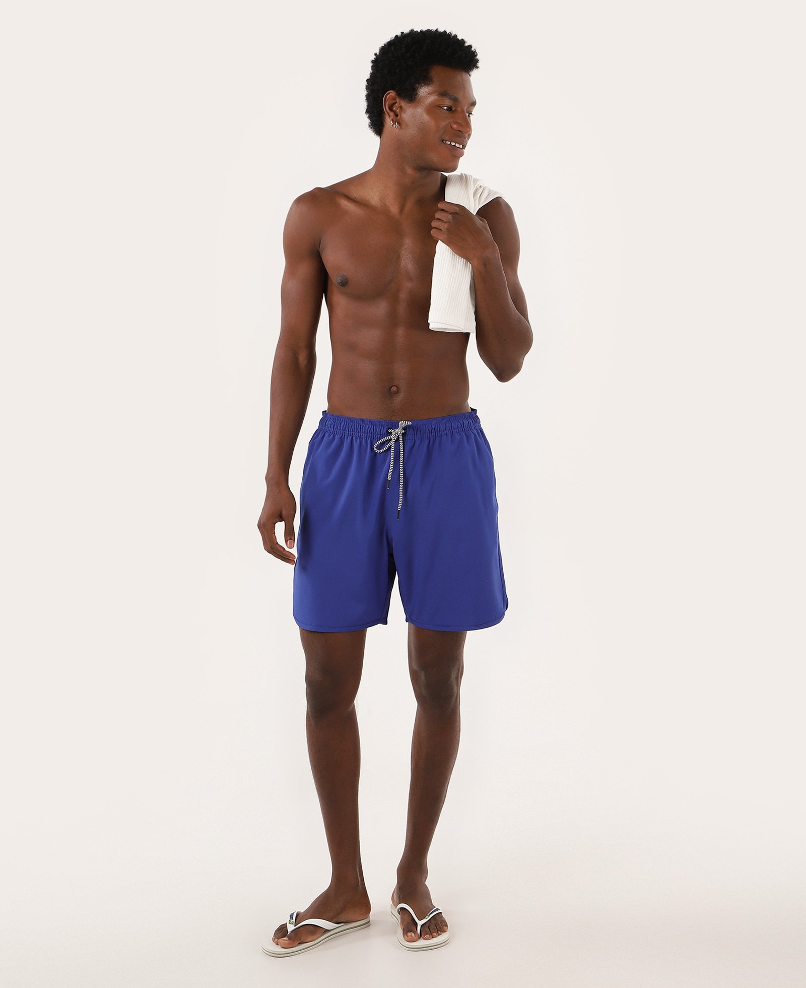 Short água masculino cós elástico com amarração azul | Pool