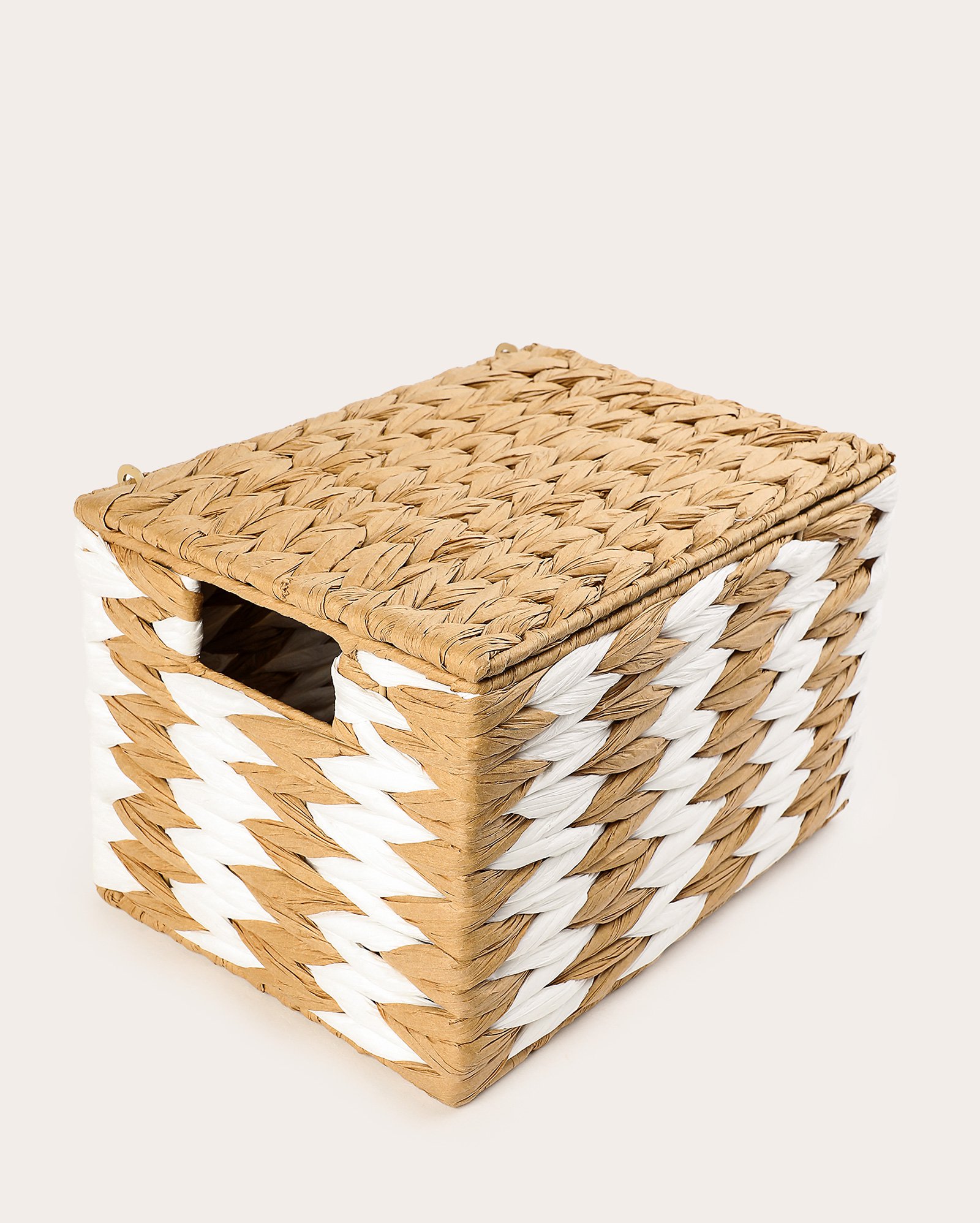 Cesto organizador com tampa 33x22cm bege | Casa Riachuelo